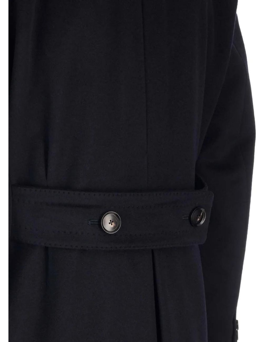 Al Duca D'aosta Blue Double-Breasted Cashmere Midi Coat for men