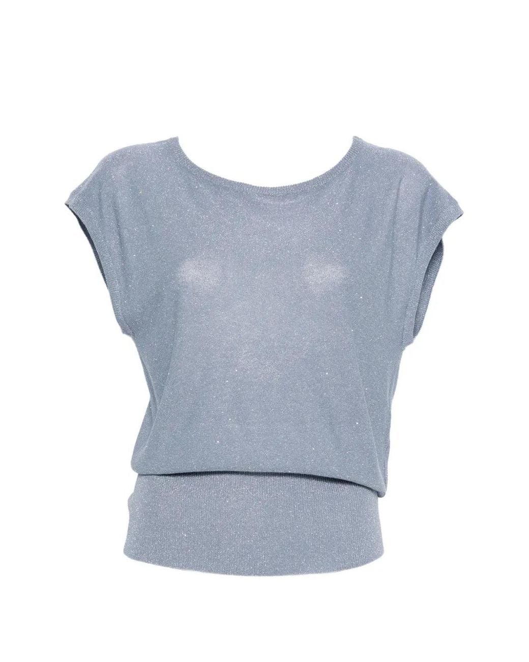 Herno Blue Sequin-Embellished Top