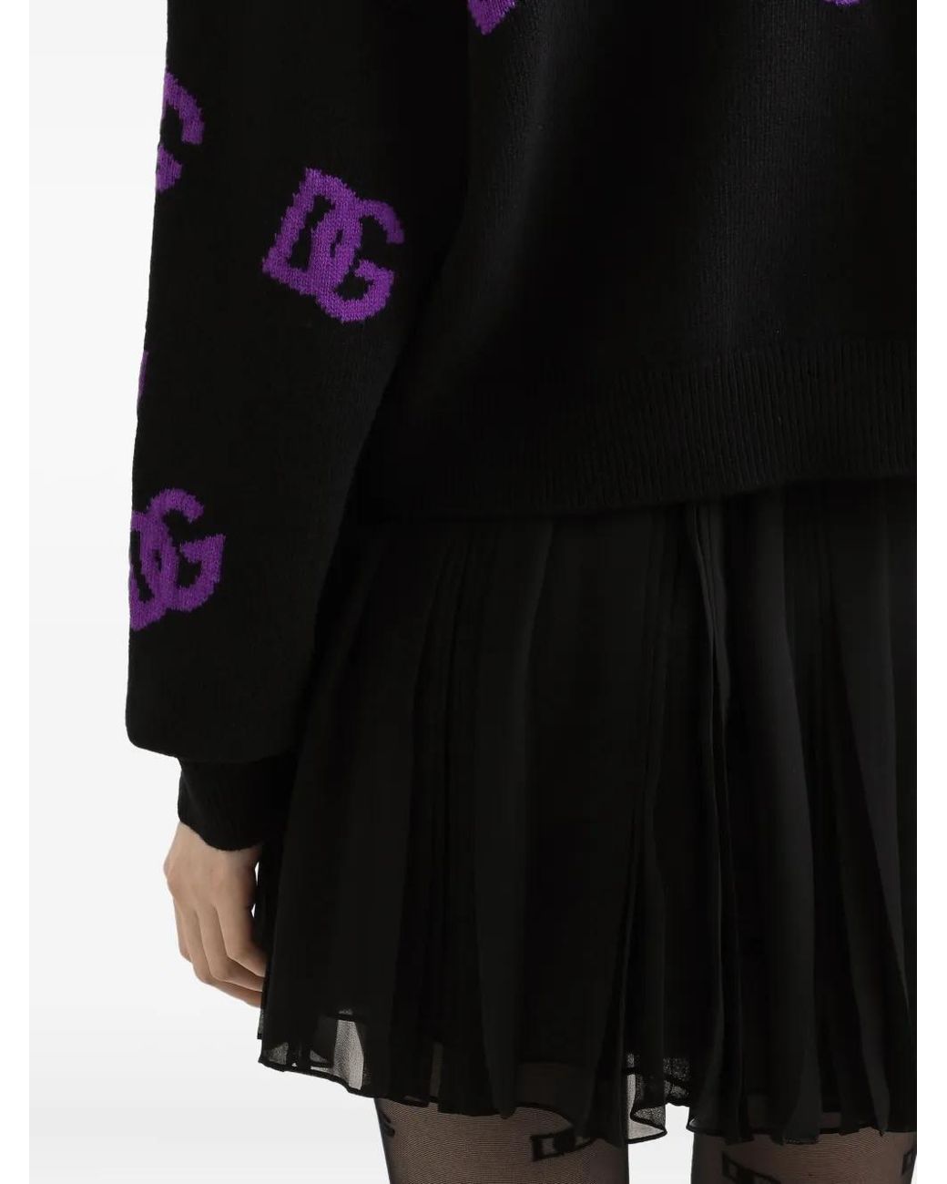 Dolce & Gabbana Black Roll Neck Logo Sweater