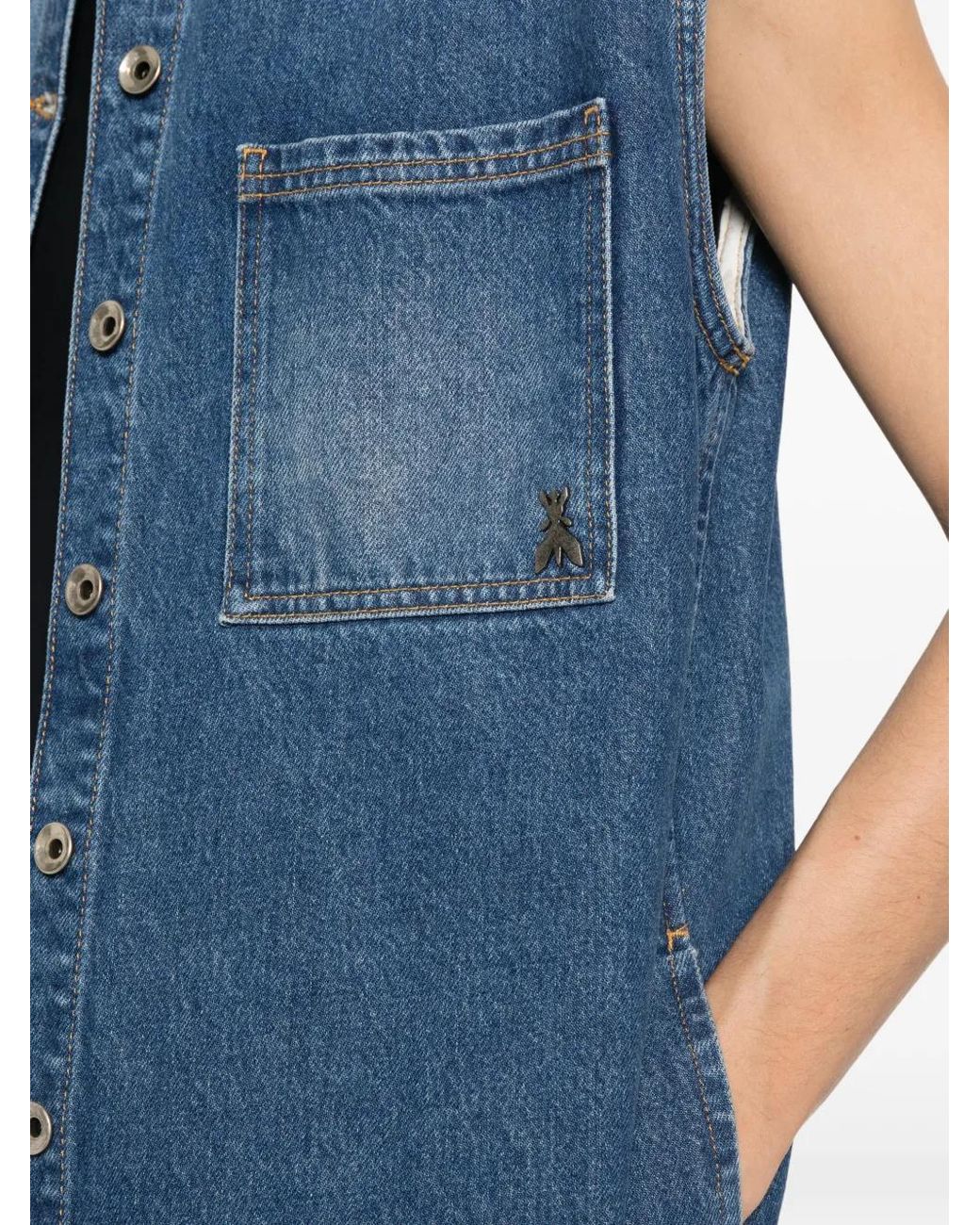 Patrizia Pepe Blue Sleeveless Denim Shirt