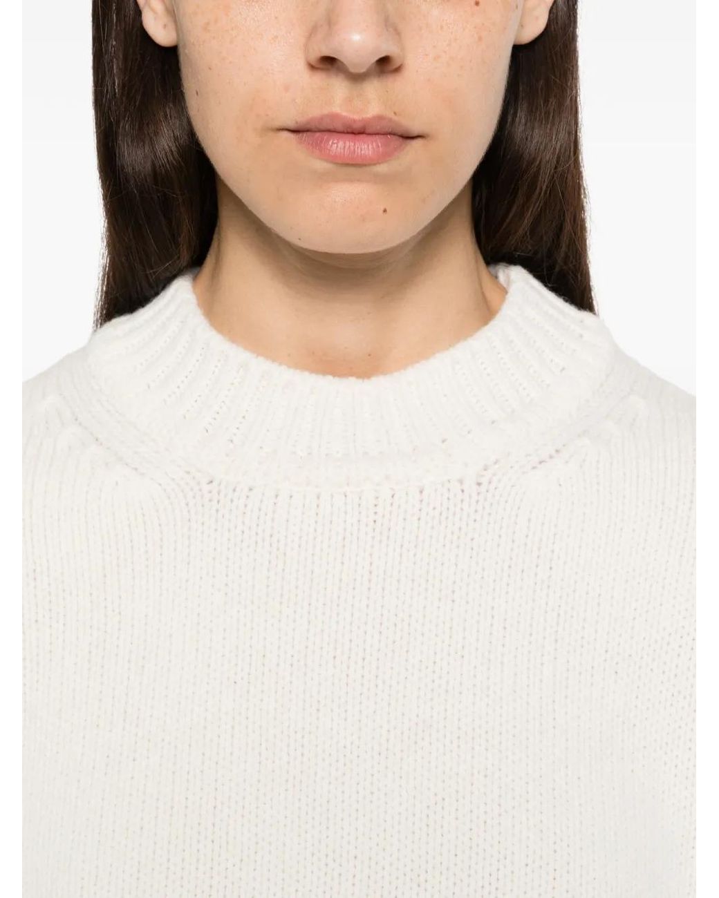 Sessun White Spero Ribbed-Knit Sweater