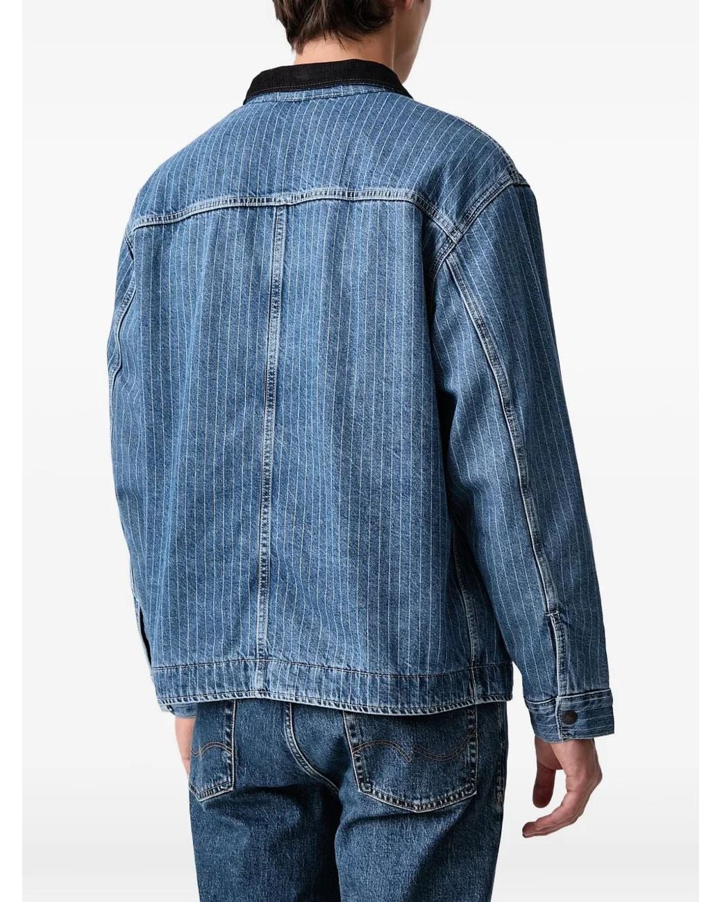 Levi's Blue Munroe Pinstripe Corduroy-Collar Trucker Jacket for men