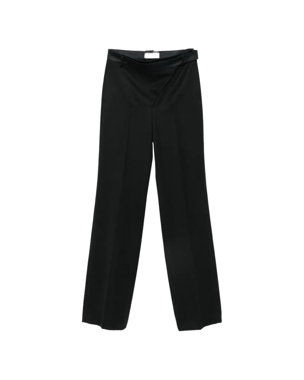 The Attico Black Pantalon À Détail Portefeuille En Laine À Empiècements