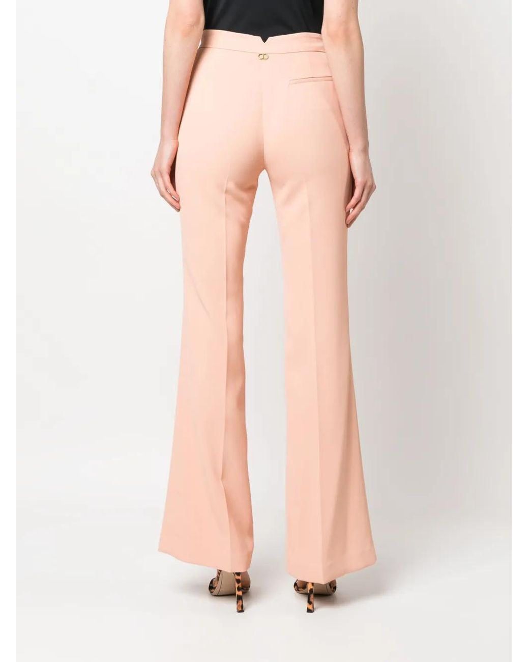 Twinset Pink Pleated Flared Trousers