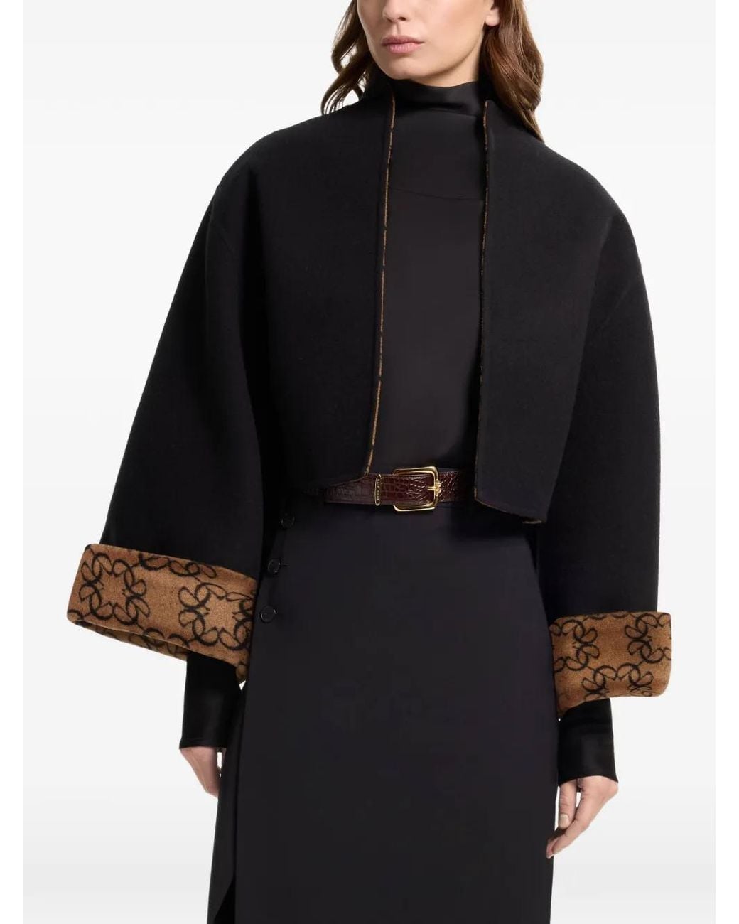 Elie Saab Black Reversible Monogram-Pattern Jacket