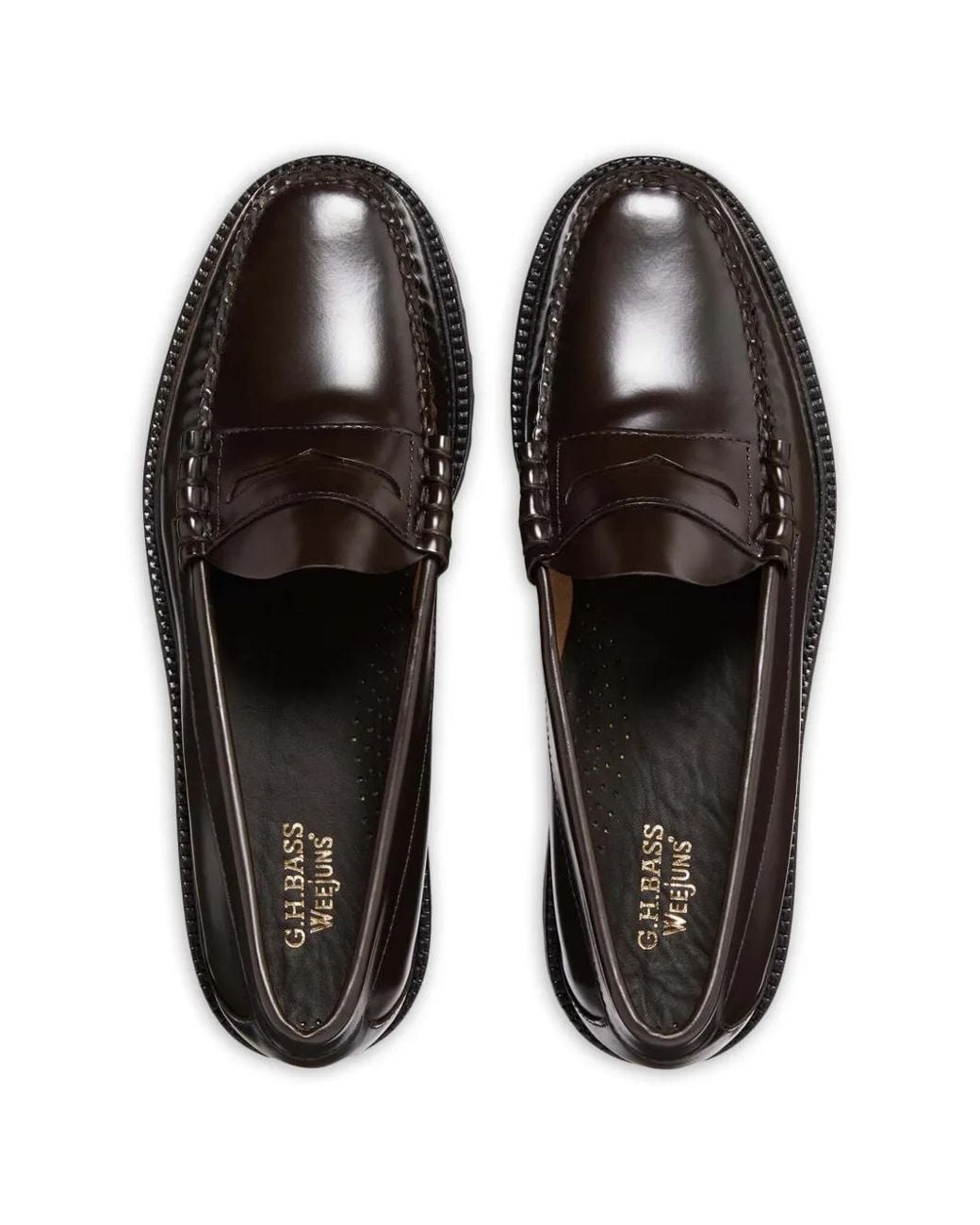 G.H.BASS Black Weejuns Lug Larson Penny Loafers for men