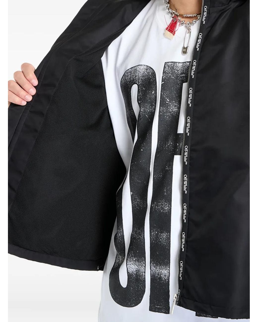 Off-White c/o Virgil Abloh Black Hooded Logo-Tape Jacket