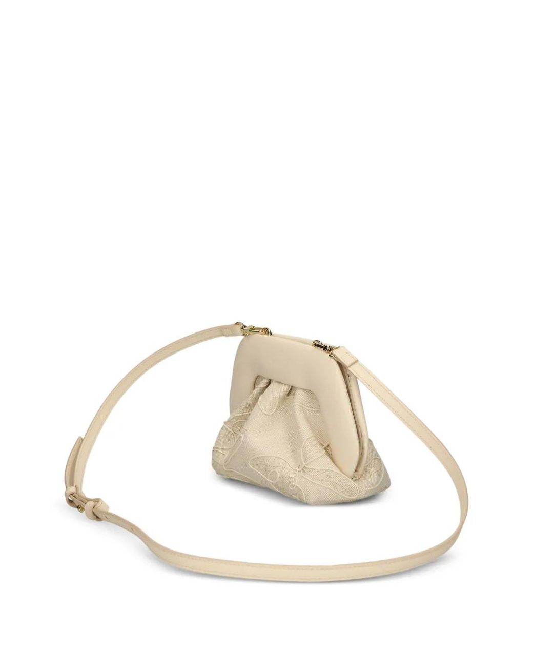 THEMOIRÈ Natural Floral-Embroidered Top-Handle Crossbody Bag