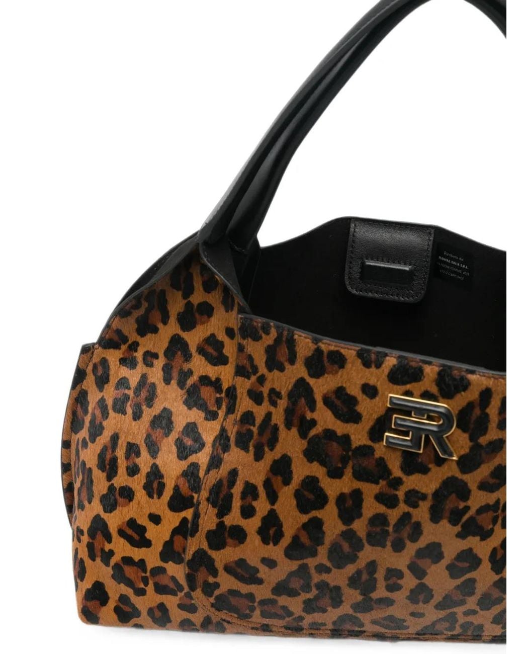 ERMANNO FIRENZE Brown Leopard-Print Leather Tote Bag