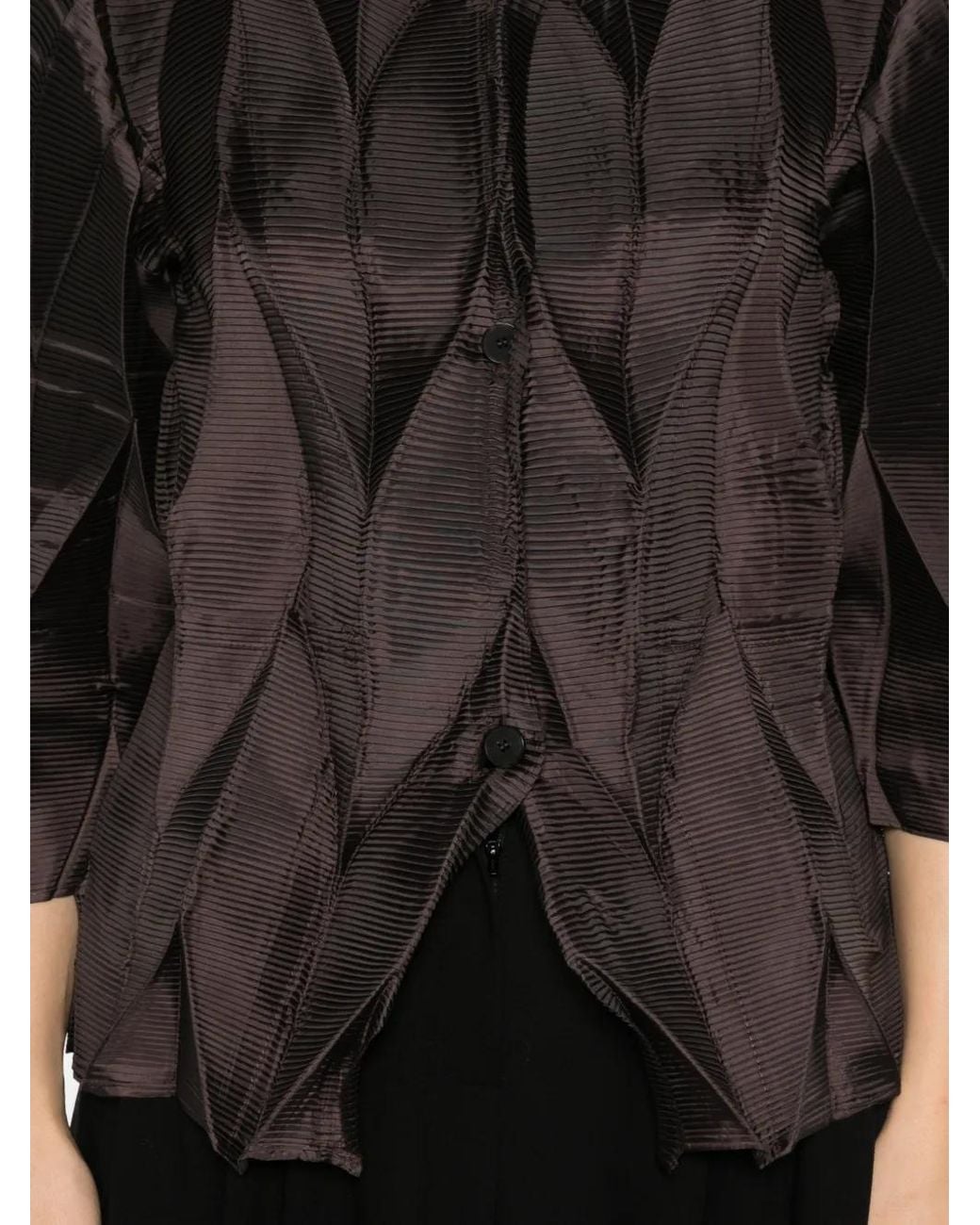 MEIMEIJ Black Plissé-Effect Geometric Jacket