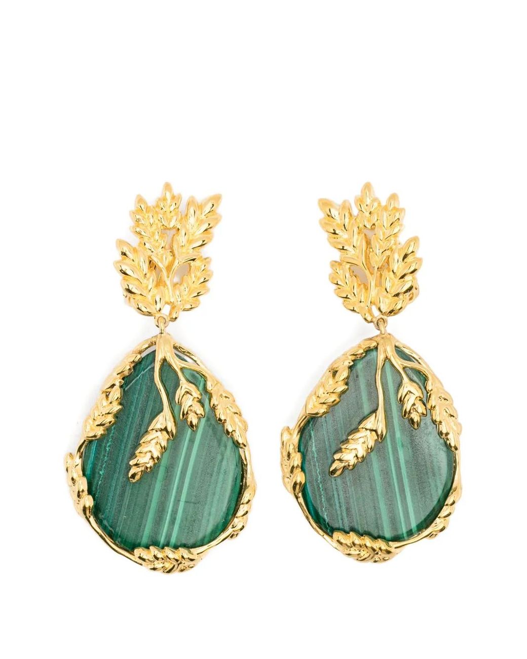 Aurelie Bidermann Yellow Francoise Malachite Clip-On Earrings