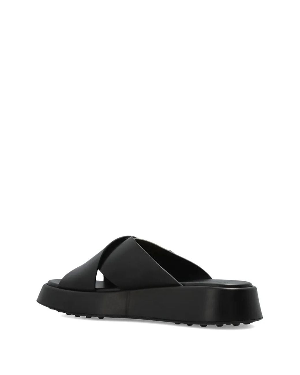 Tod's Black Leather Slides With Logo