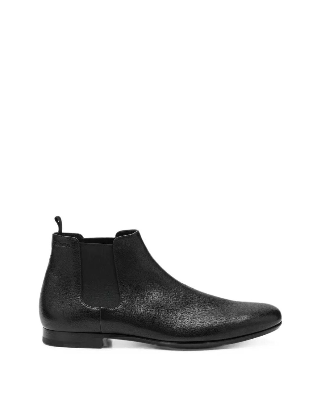 Prada Black Leather Chelsea Boots for men