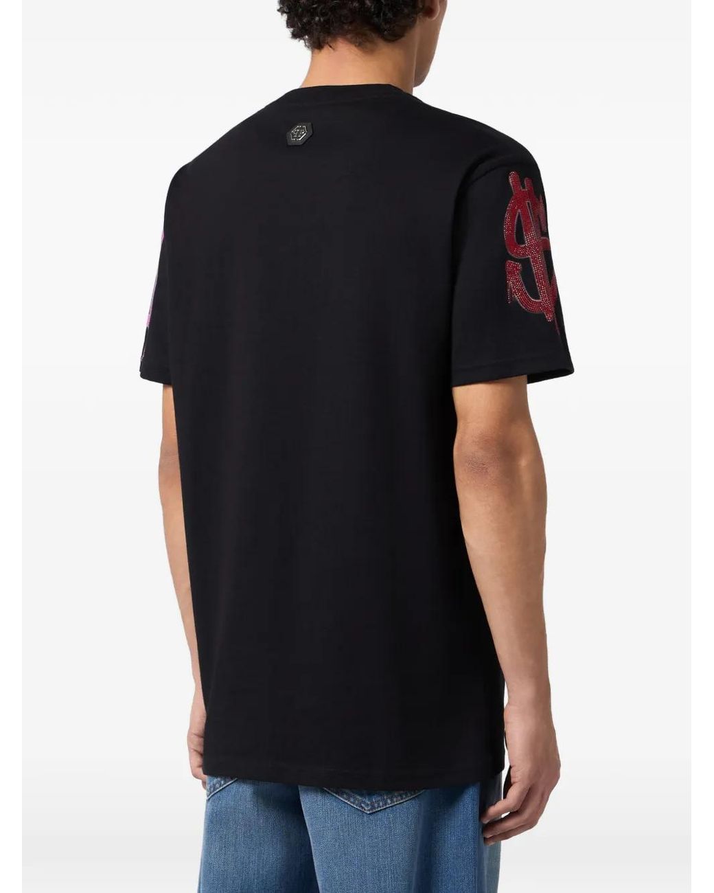 Philipp Plein Black Round Neck T-Shirt Dollar Logo for men