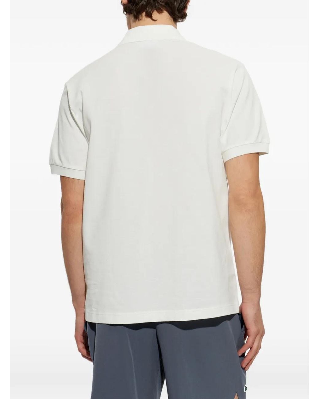 Lacoste White Classic-Fit Embroidered Petit Piqué Polo Shirt for men