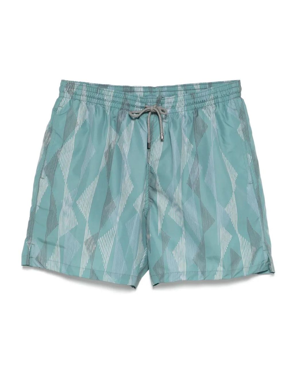 Corneliani Blue Geometric-Print Swim Shorts for men