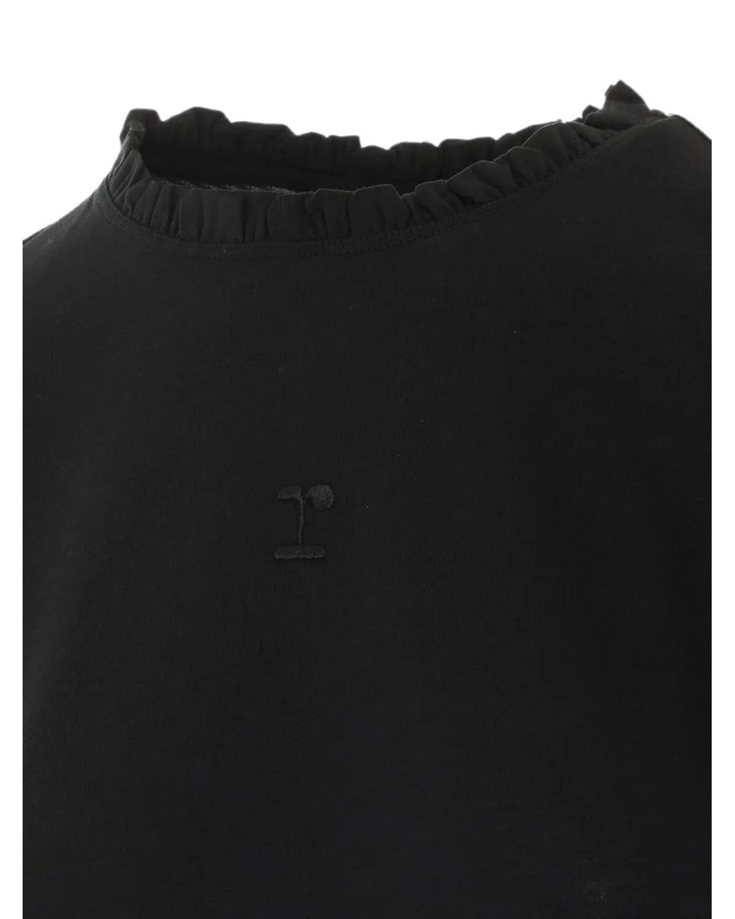 Repetto Black T-Shirt Volanté À Logo Brodé