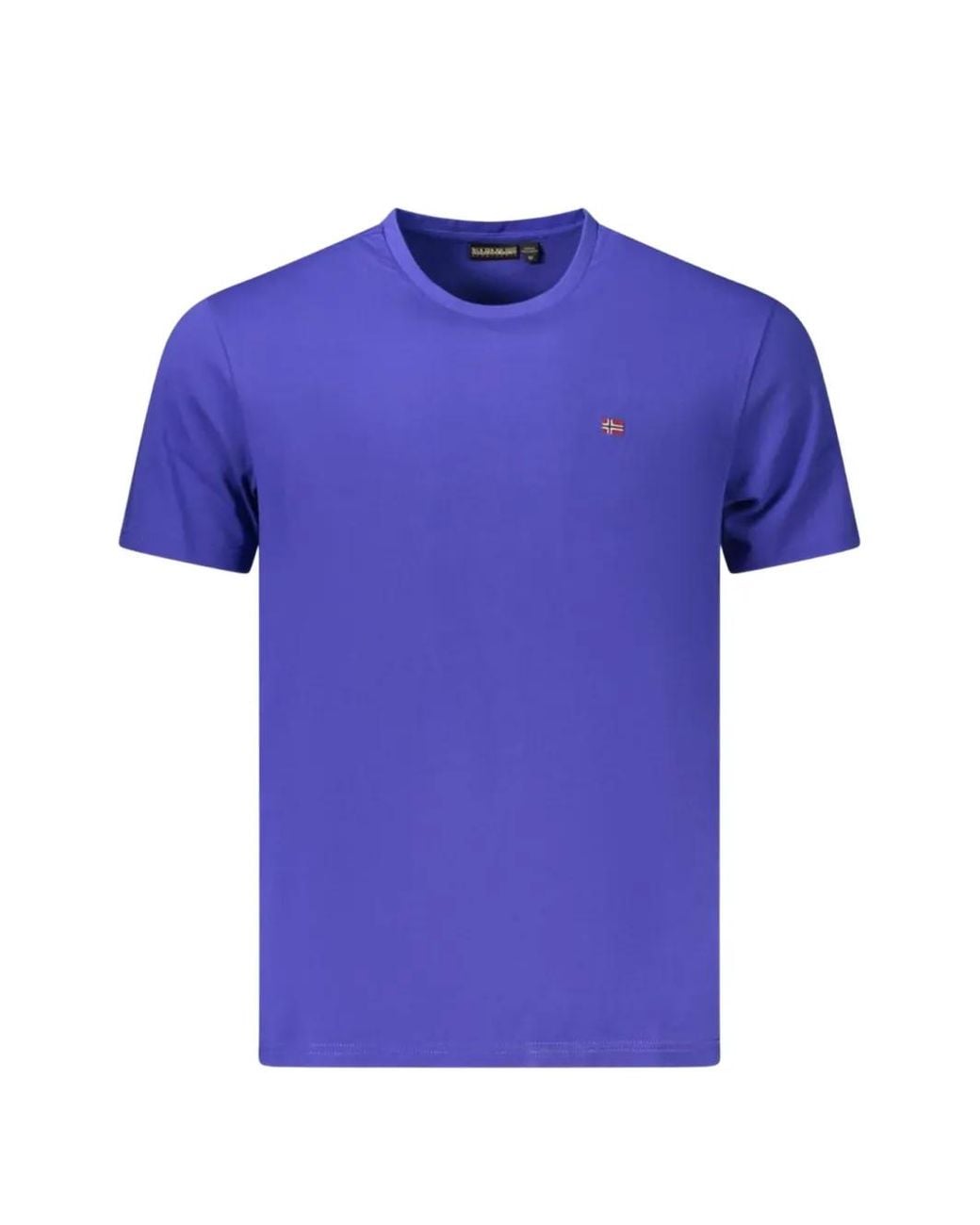Napapijri Blue Logo-Embroidered T-Shirt for men