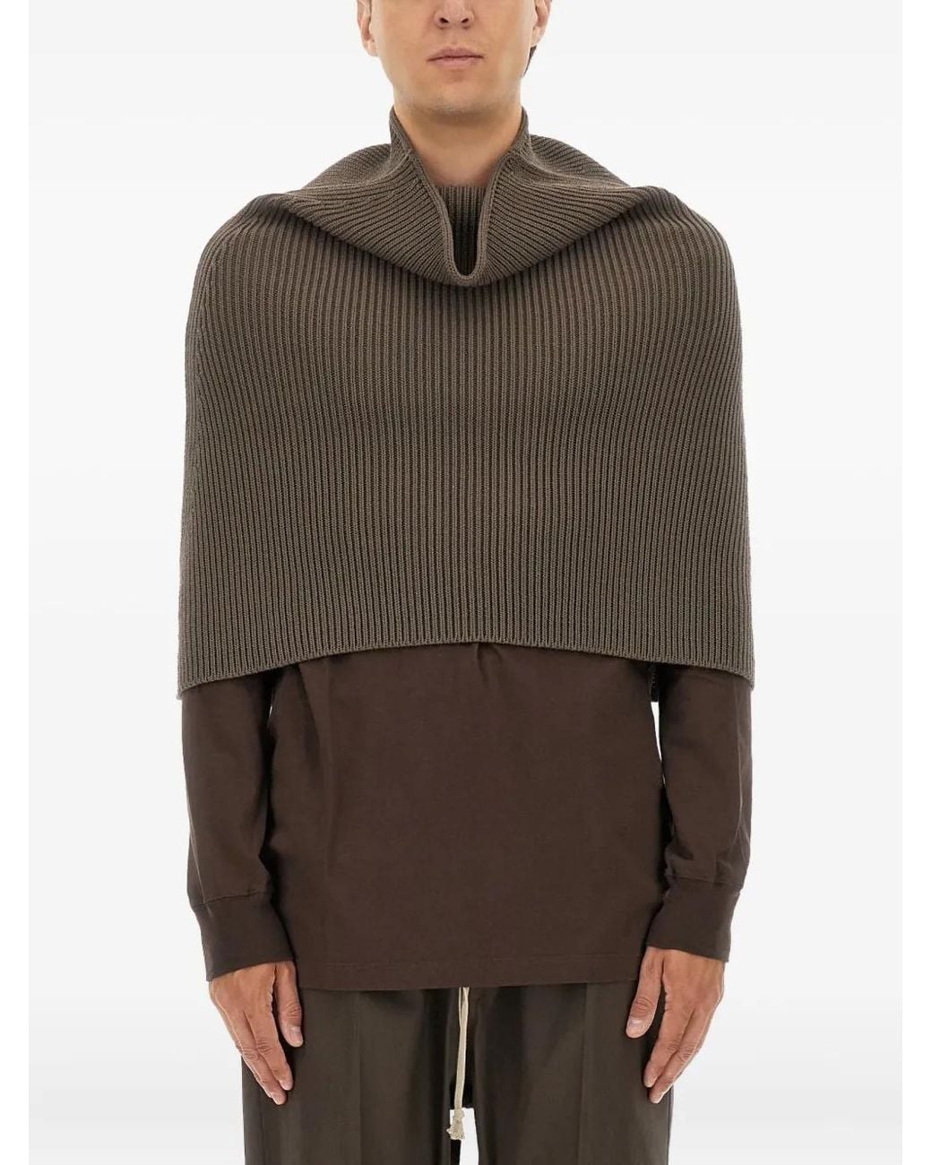 Rick Owens Brown Ribbed Scarf for men