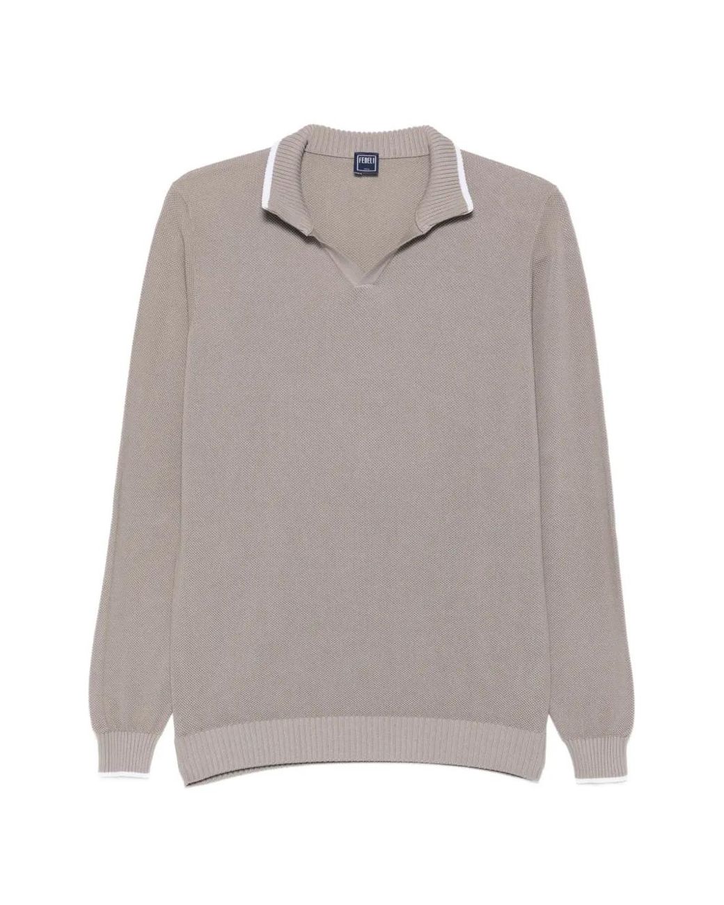 Fedeli Gray Polo-Collar Sweater for men