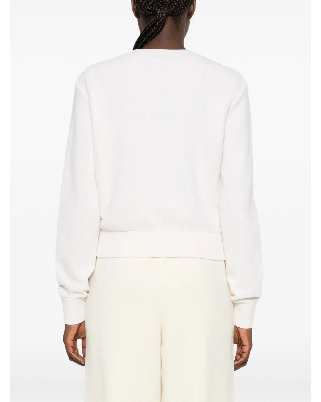 Loewe White Embroidered-Logo Wool Sweater