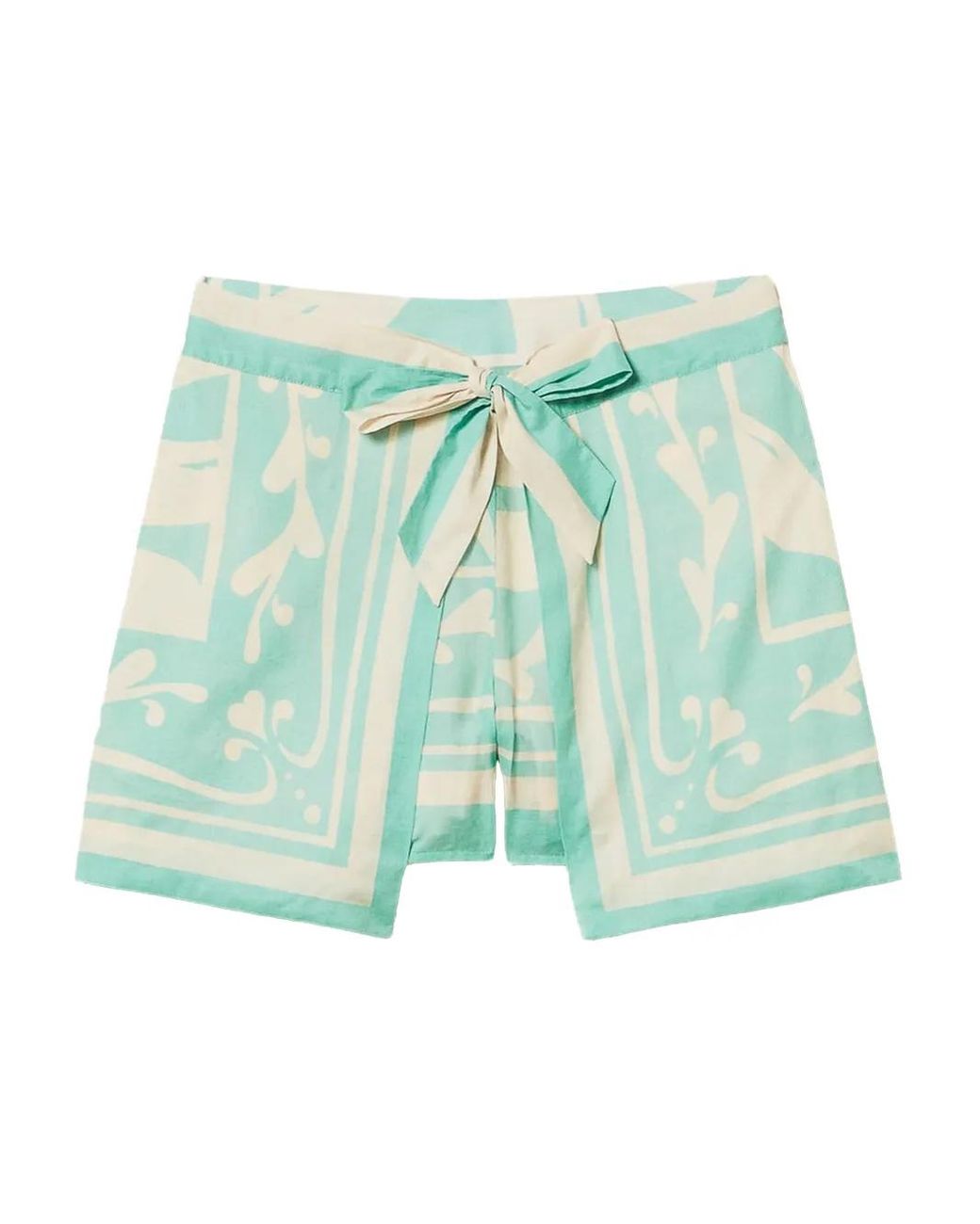Twinset Green Patterned Tie-Waist Shorts