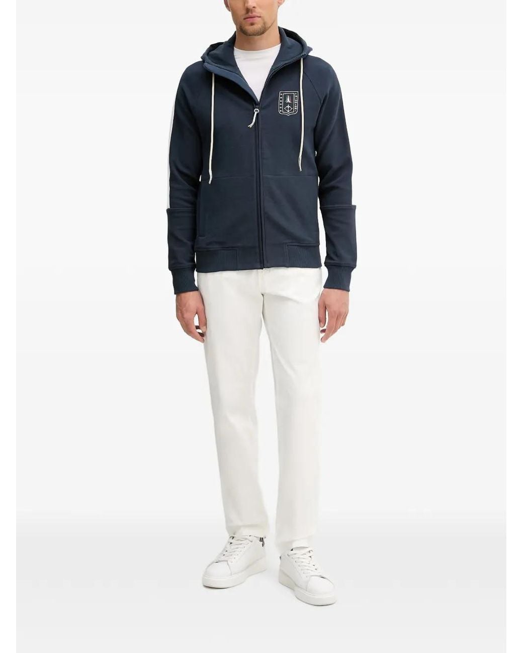 Aeronautica Militare Blue Logo-Printed Zip-Up Hoodie for men