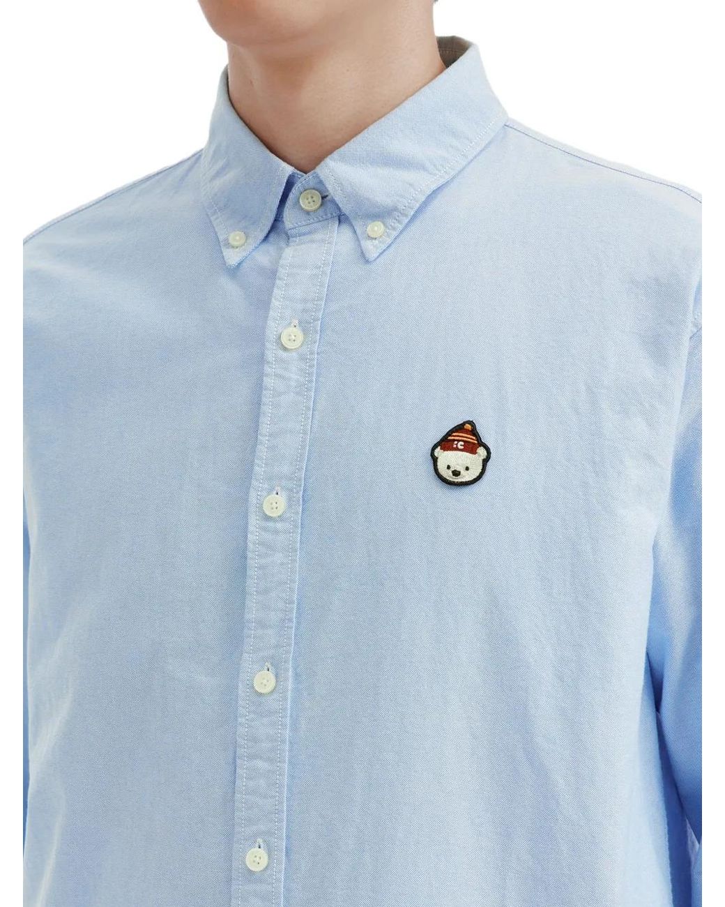 Chocoolate Button-Down Overhemd Met Beerpatch in het Blue voor heren
