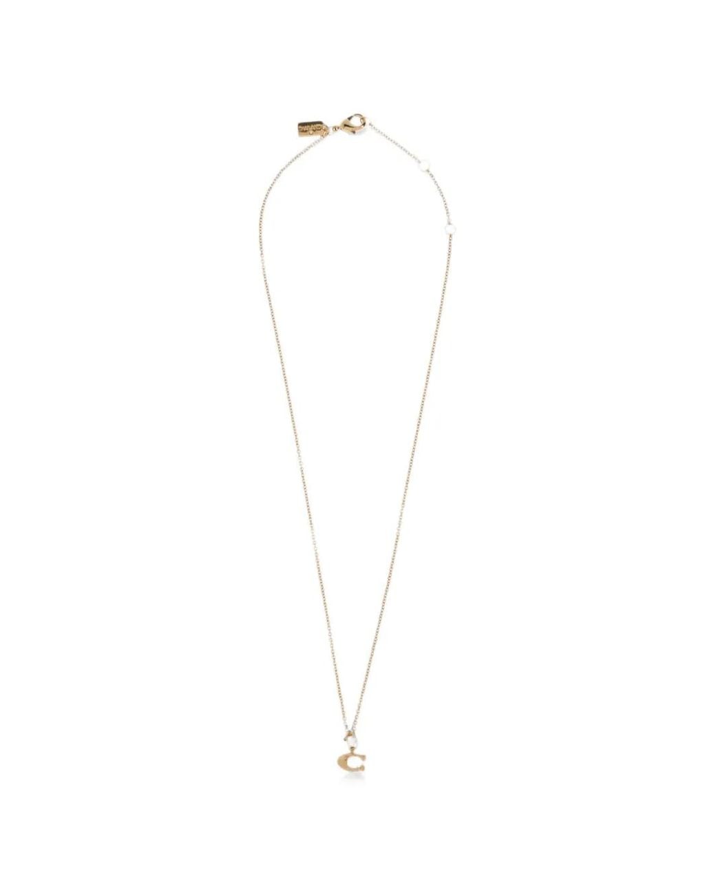 COACH White Signature Pendant Necklace