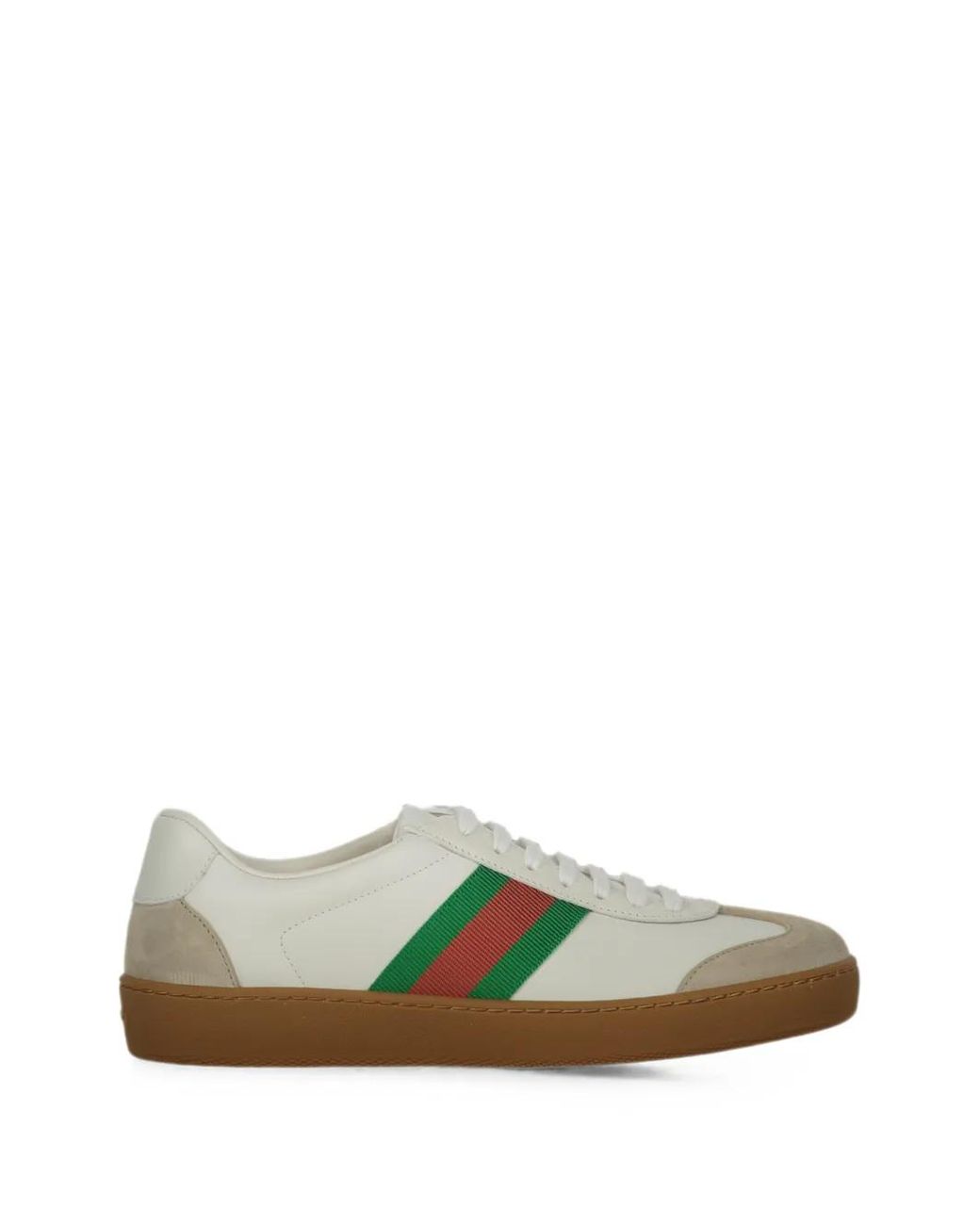 Gucci Green Web-Stripe Leather Sneakers