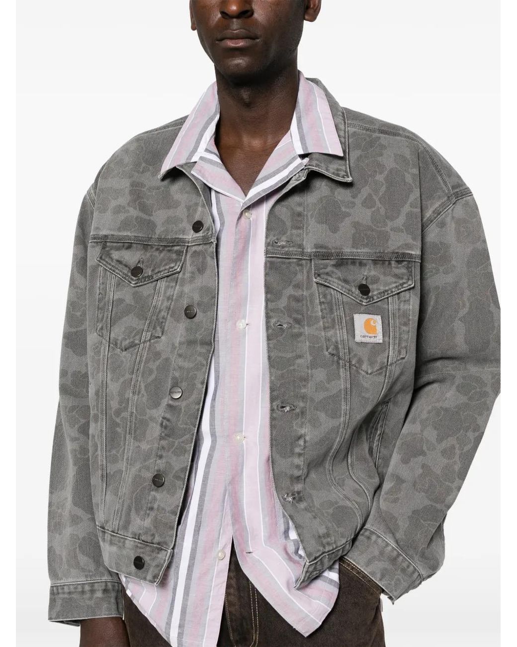 Carhartt Gray Helston Camouflage Buttoned Jacket for men