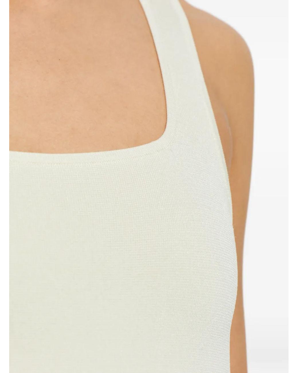 Matteau White Robe En Coton À Design Sans Manches Et Jupe Froncée