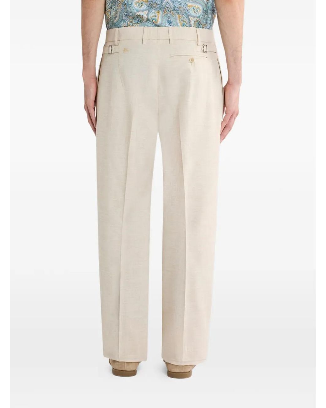 Etro White Wide-Leg Trousers With Pleats for men