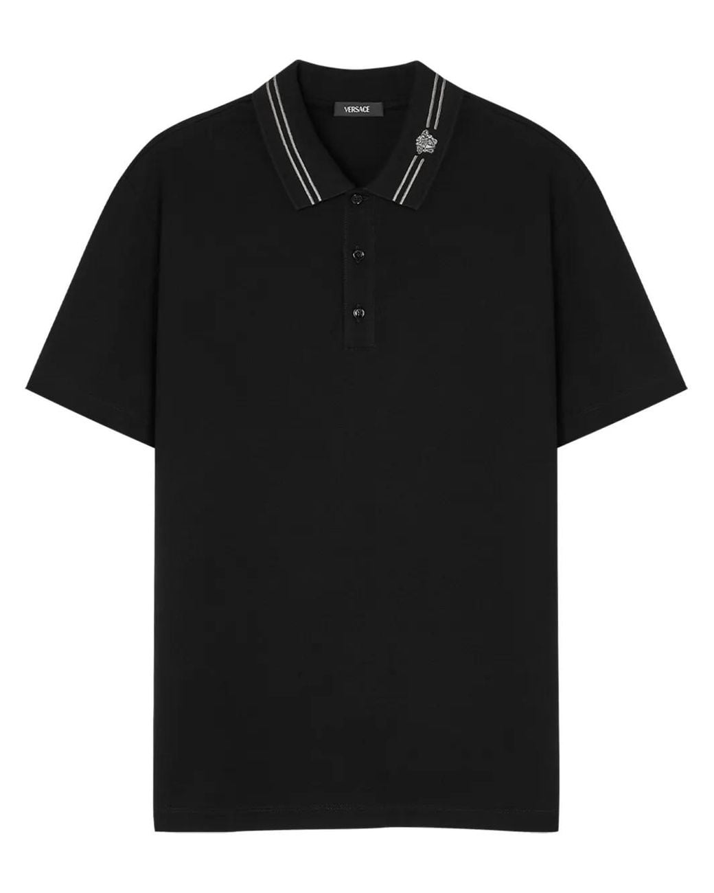 Versace Black Cotton Polo for men