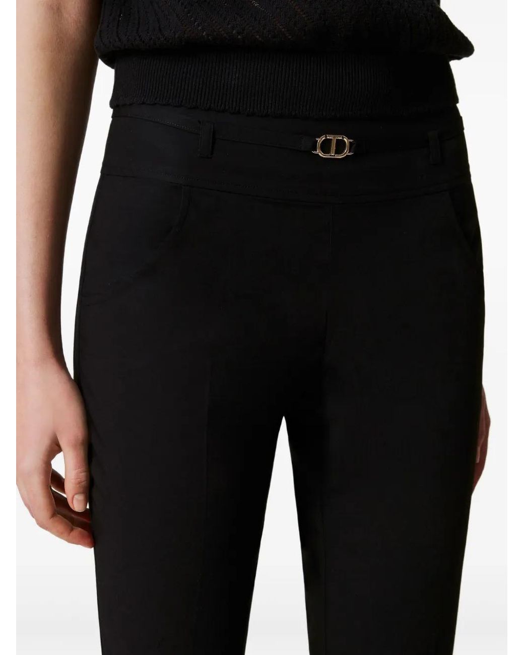 Twinset Black Stretch-Cotton Trousers