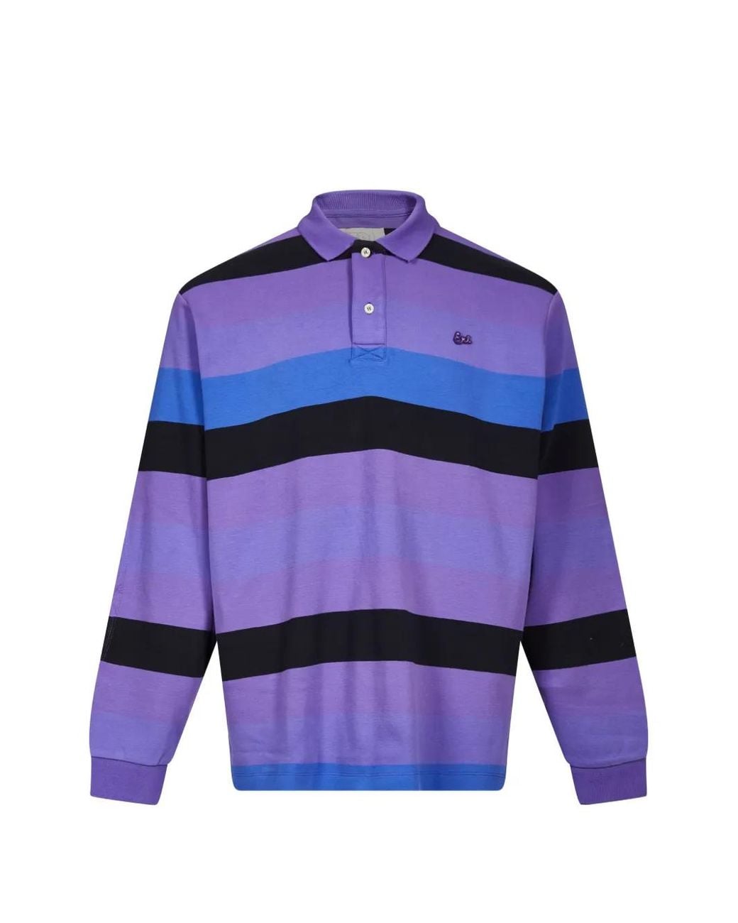 ERL Blue Striped Quilted-Elbow Polo Shirt for men