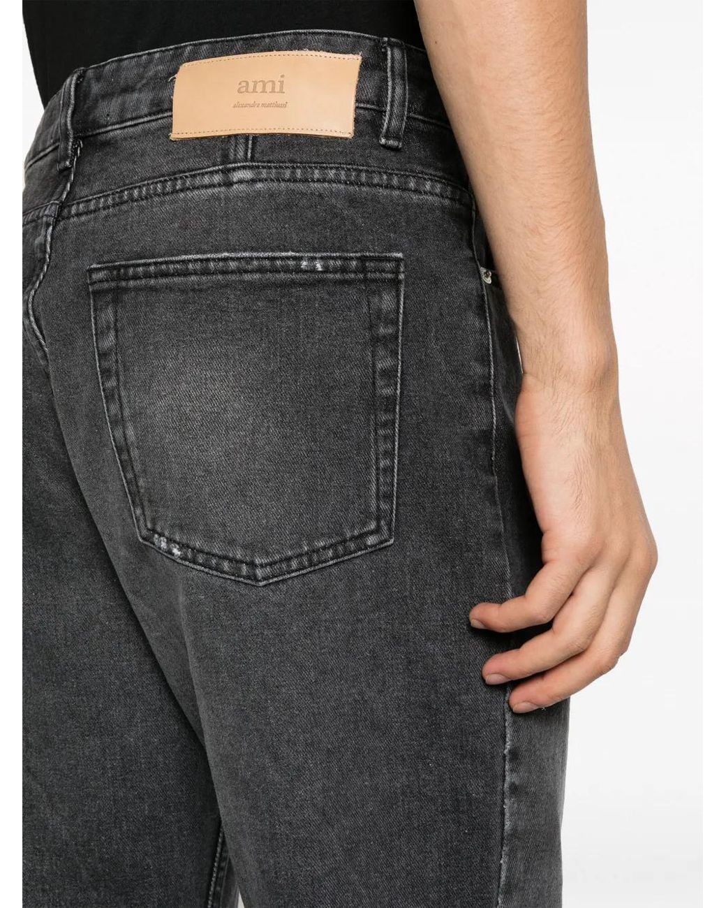 AMI Blue Mid-rise Straight-leg Jeans for men