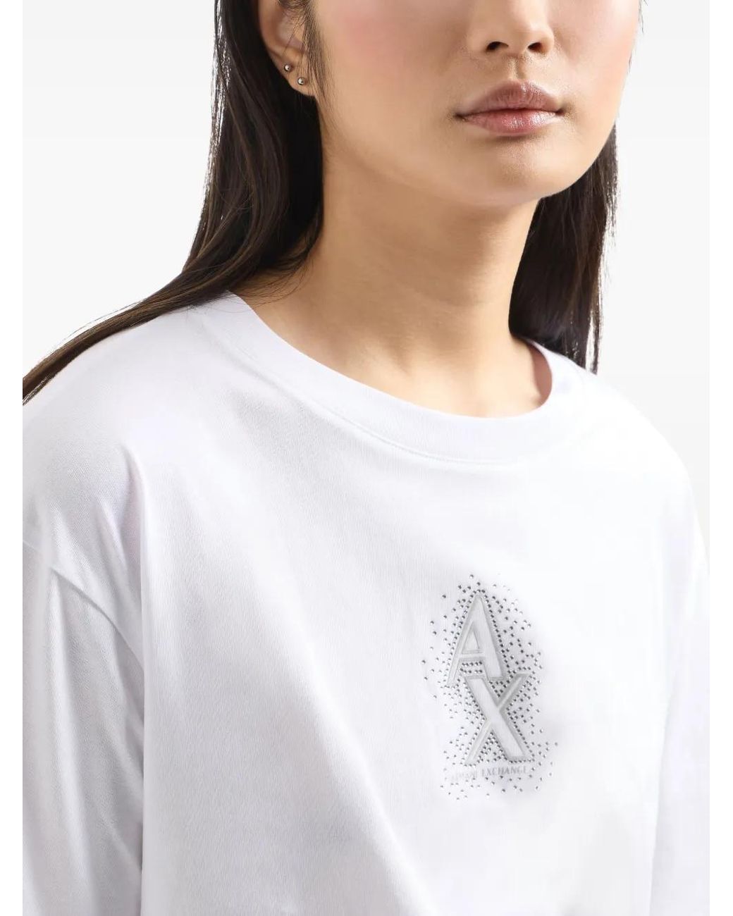 ARMANI EXCHANGE White Logo-Embroidered T-Shirt