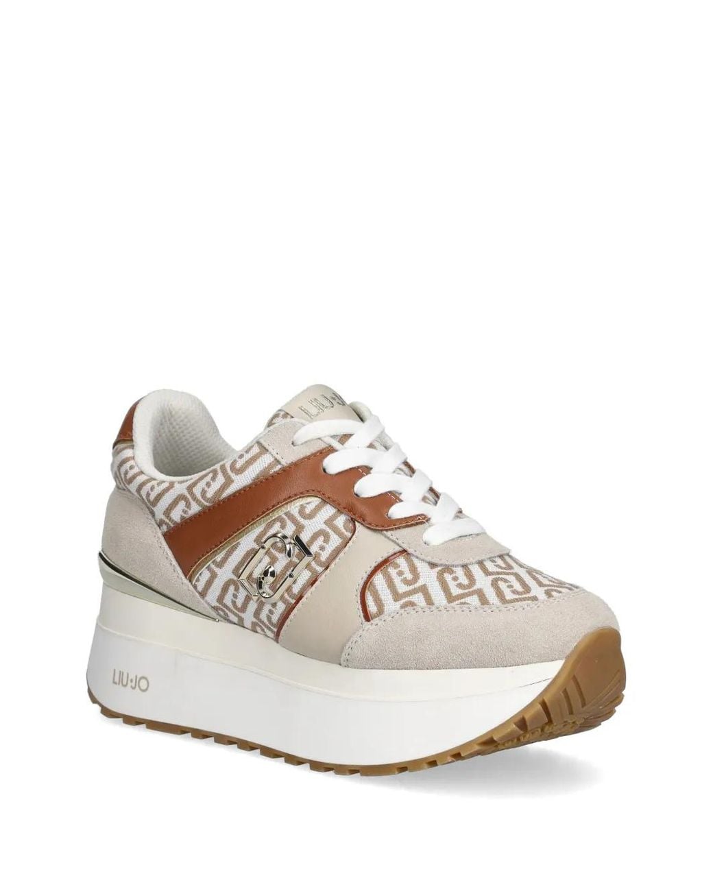 Liu Jo White Monogram Jacquard Super-Platform Sneakers