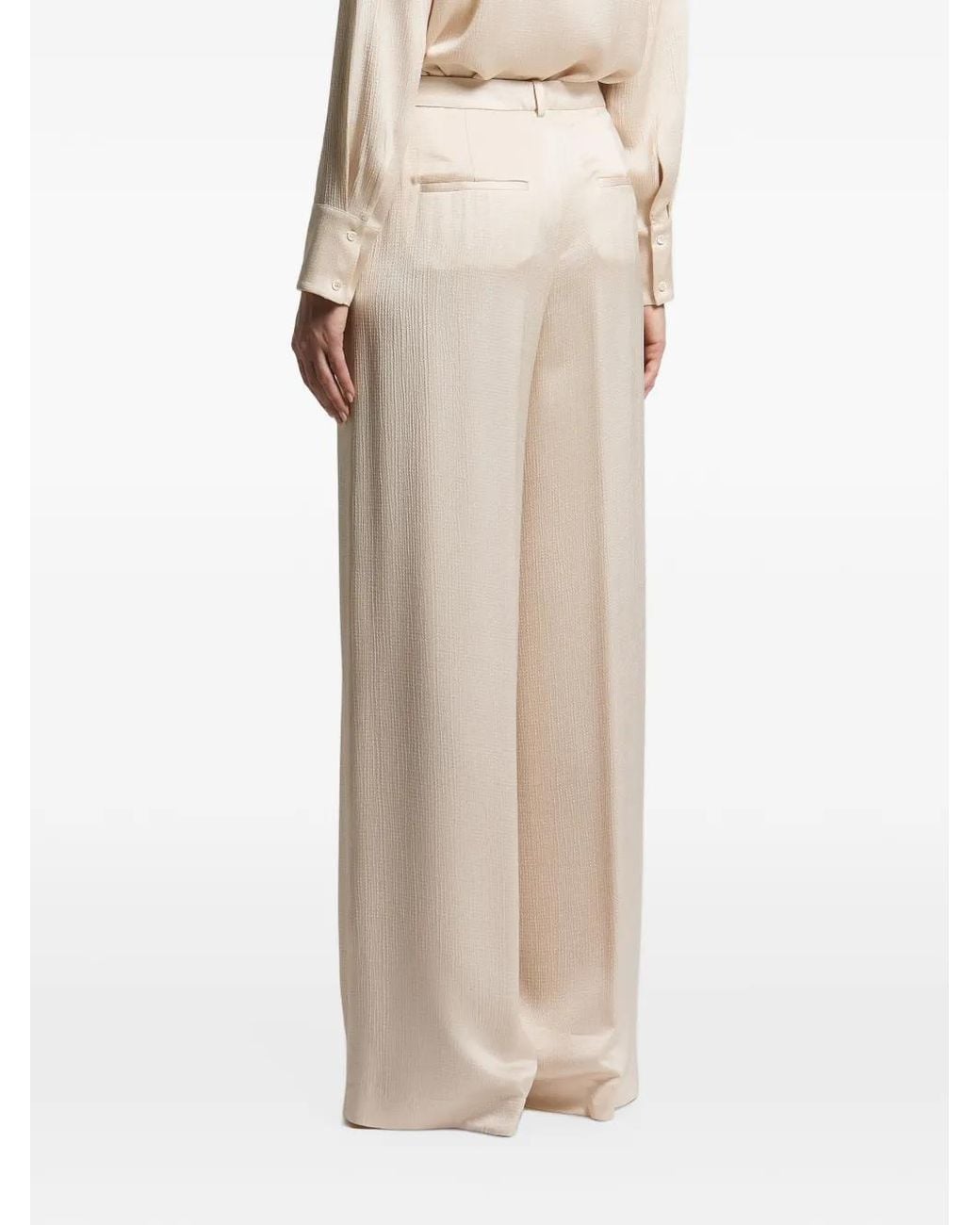 Peserico Natural Embellished-Loop Palazzo Pants