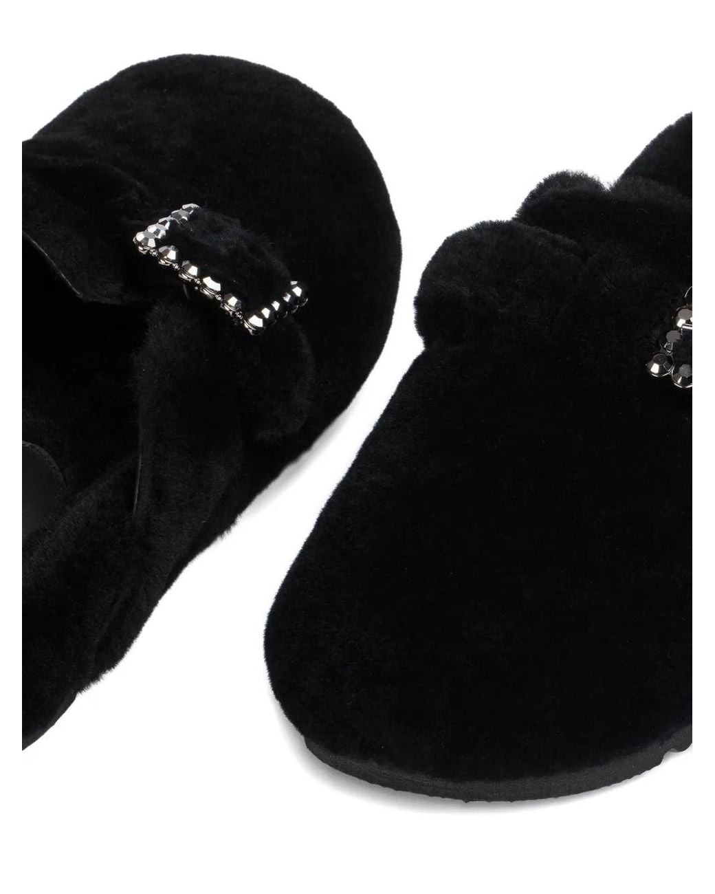 Le Silla Black Embellished-Buckle Slip-On Sandals