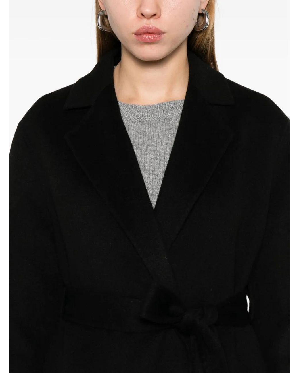 Joseph Black Belted Wool Coat