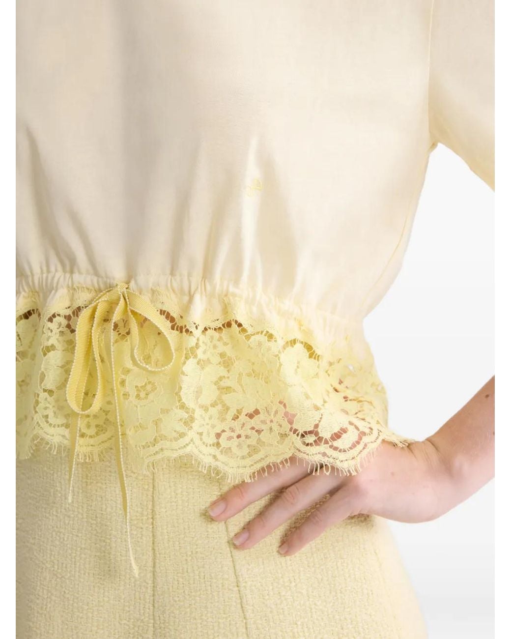 Patou Yellow Lace-Hem T-Shirt