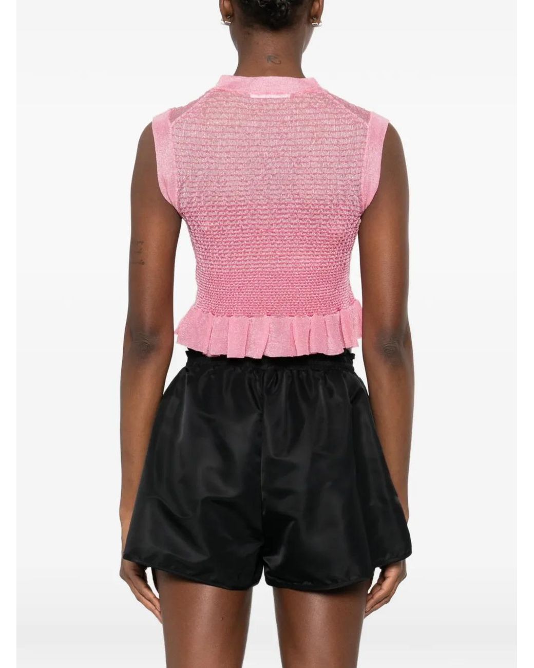 CECILIE BAHNSEN Pink Ruffles Sleeveless Tank Top