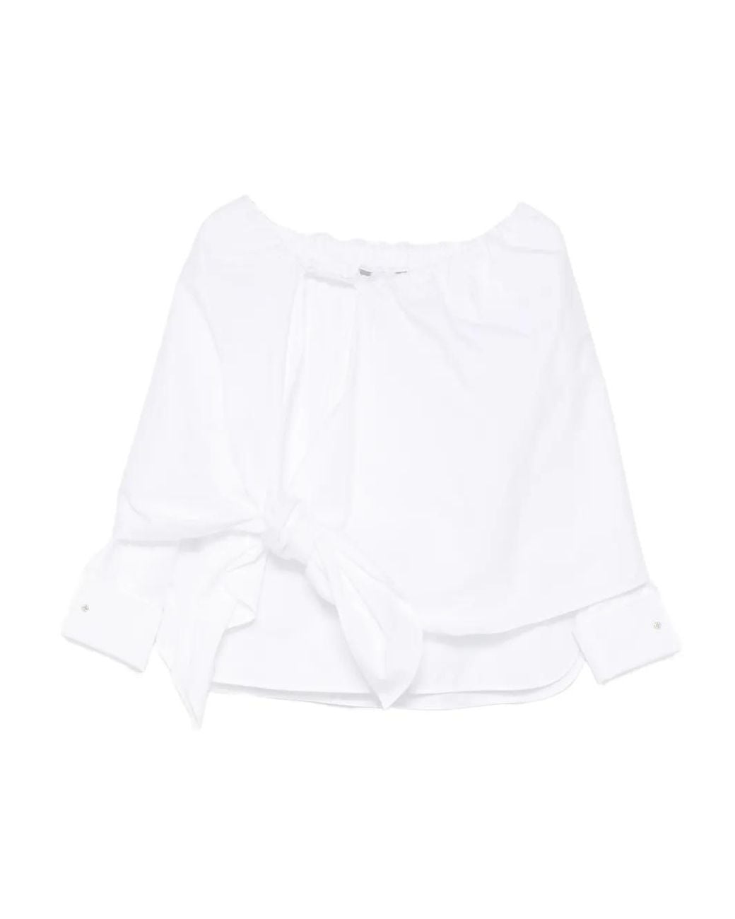 Max Mara White Cotton Blouse With Stole