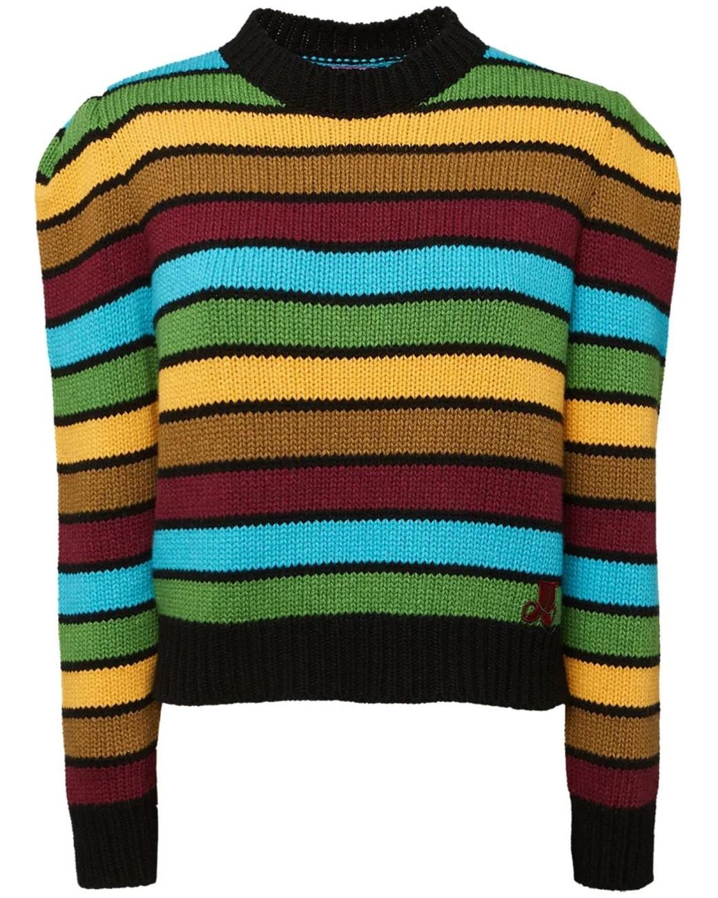 LaDoubleJ Green Luxuriöser Regenbogenstreifen Pullover
