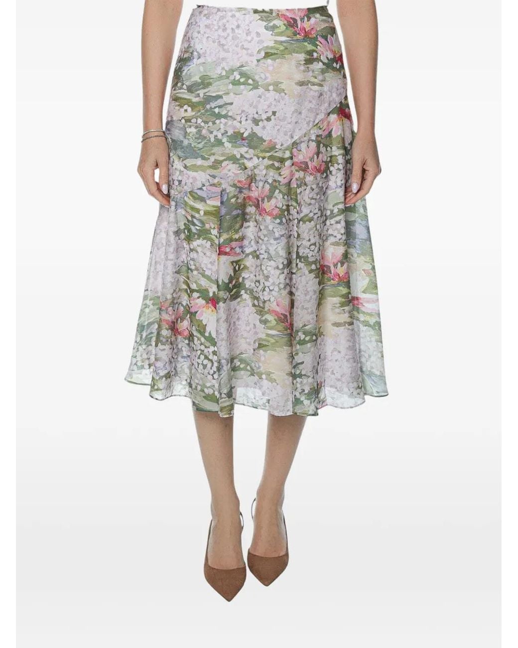 Ted Baker White Layda Diagonal-Seam Midi Skirt