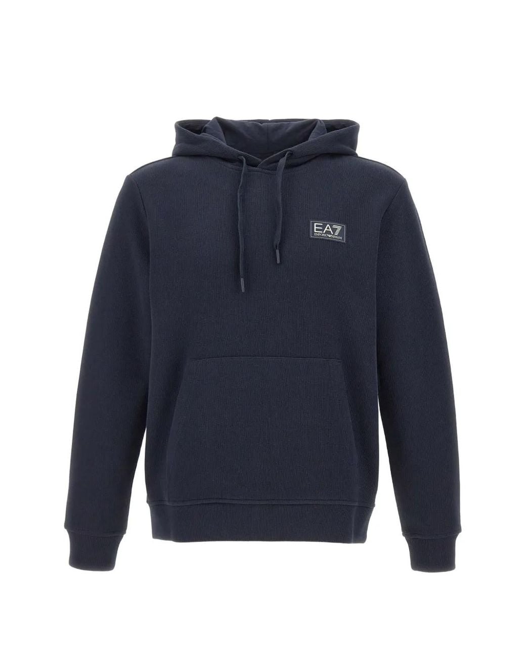 EA7 Gerippter Hoodie Mit Logo-Patch in Blue für Herren