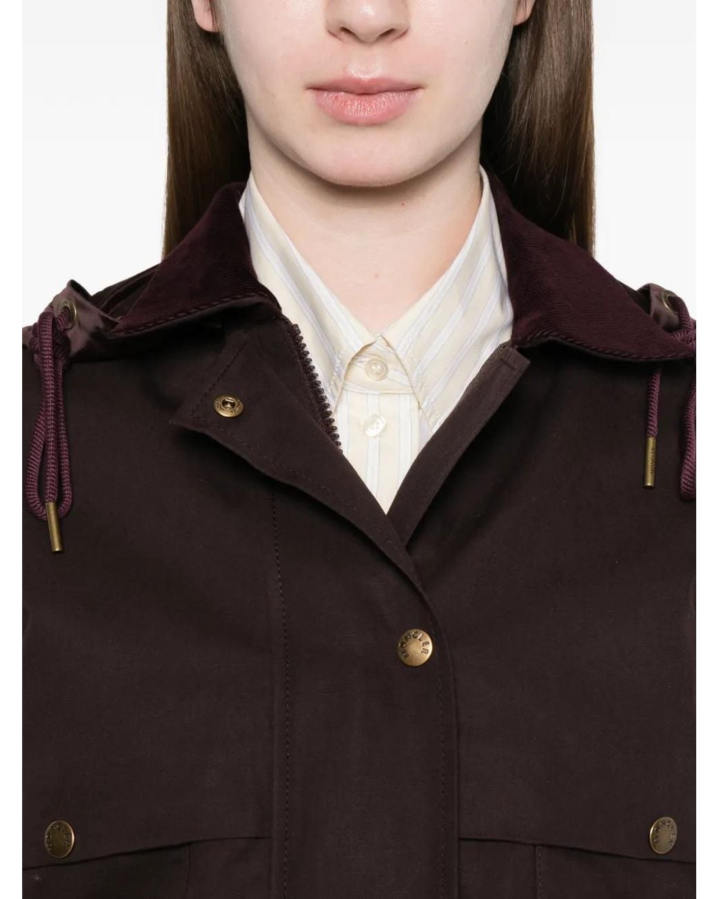 Giacca Con Cappuccio E Bottoni di Moncler in Brown