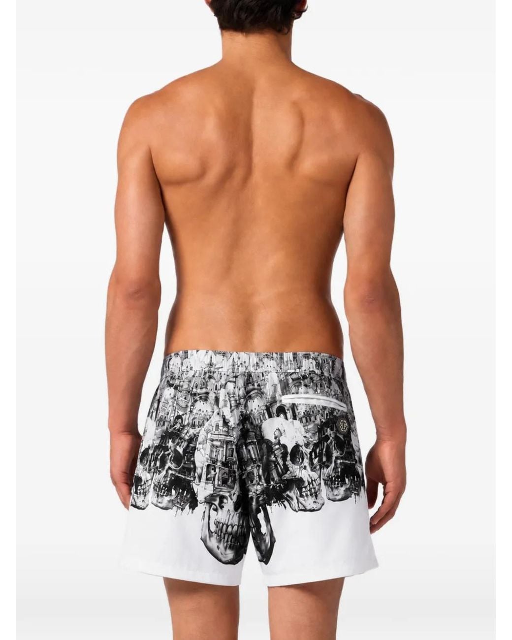 Philipp Plein Black Short De Bain Skull Hotel for men